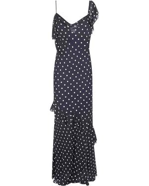 Self-Portrait Polka Dot Georgette Maxi Dress - Blue
