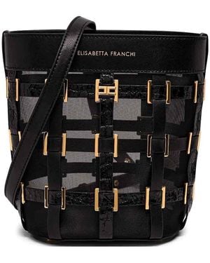 Elisabetta Franchi Studs Satchel Bag - Black