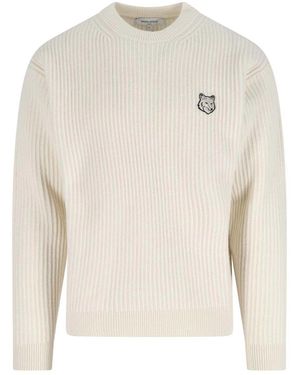 Maison Kitsuné Merino Wool Jumper - White