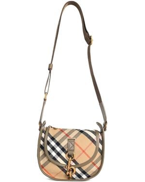 Burberry Mini Check Print Crossbody Bag - White