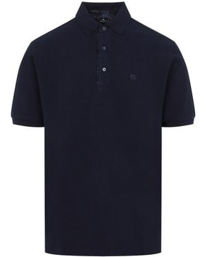 Etro Roma Printed Detail Polo - Blue