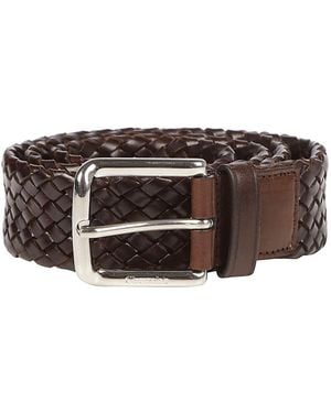 Church's Woven Calfskin Belt With Metal Buckle - Brown