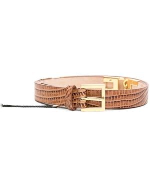 Elisabetta Franchi Lizard-Effect Leather Belt - White