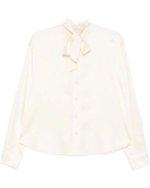 forte_forte Ivory Silk Blouse With Pussy Bow - White