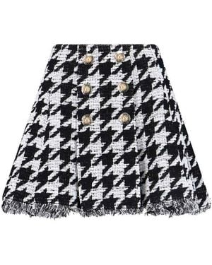 Balmain Mini Pied De Poule Skirt - Black