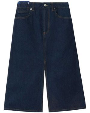 Burberry Cotton Denim A-Line Skirt - Blue