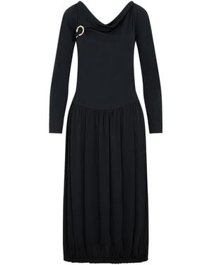 Lanvin Long-Sleeved Drape Midi Dress - Black
