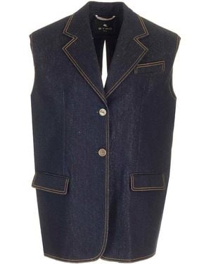 Etro Denim Waistcoat Jackets - Blue