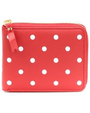 Comme des Garçons Polka Dot Printed Zip Around Wallet - Red