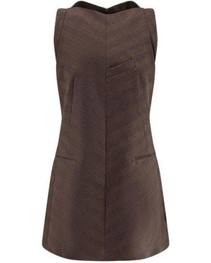 MM6 by Maison Margiela Wool Sleeveless Mini Dress - Brown
