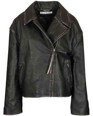 Acne Studios Double Breasted Leather Jacket - Black