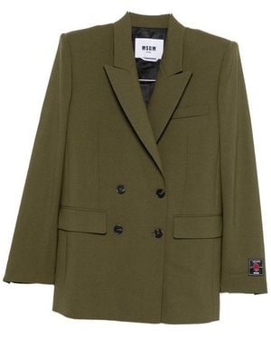 MSGM Tailored Double-Breasted Jacket With Buttons - Green