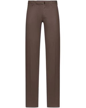 Incotex Slim Fit Tailored Cotton Trousers - Brown