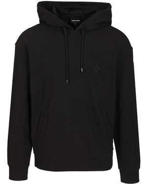 Giorgio Armani Cashmere And Cotton Hooded Jumper - Black