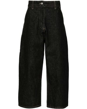 Studio Nicholson High-Rise Wide-Leg Cropped Jeans - Black