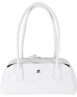 Courreges Strip Leather Bag - White