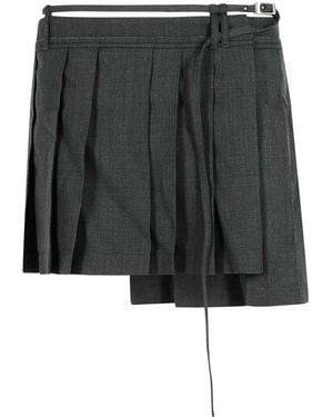 Acne Studios Dark Wool Blend Pleated Skirt - Black