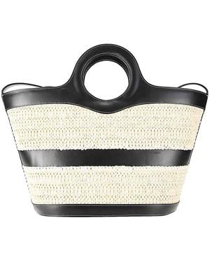 Hereu Tote Bag Woven Two Flat Handles - Black