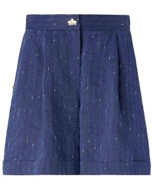 Genny Chambray Tailored Shorts - Blue