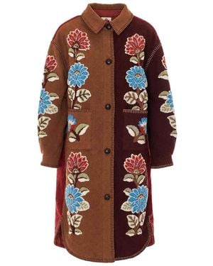 FARM Rio Mixed Delfhi Floral Coat - Brown