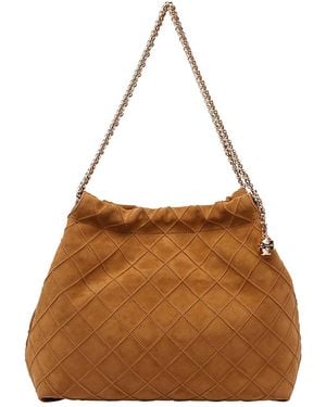 Tory Burch Fleming Suede Hobo Bag - Brown