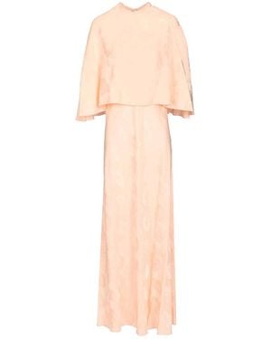 forte_forte Fluid Bouquet Jacquard Bias Dress With Cape - Pink