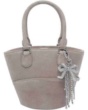 Self-Portrait Charm Tote Bag - Grey