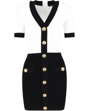 Balmain Mini Dress With Decorative Buttons - Black