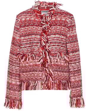 Essentiel Antwerp Iskra Jacket Fringe Detail - Red