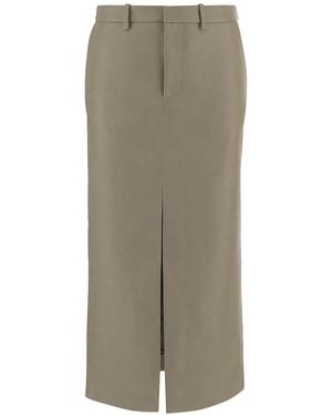Frankie Shop Maybelle Faux Leather Front Slit Pencil Skirt - Grey
