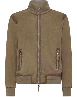 Leather Authority Suede Jacket With Zip Closure - Brown