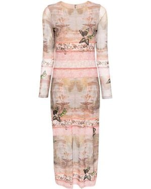 Alice + Olivia Printed Silk Dress - Pink