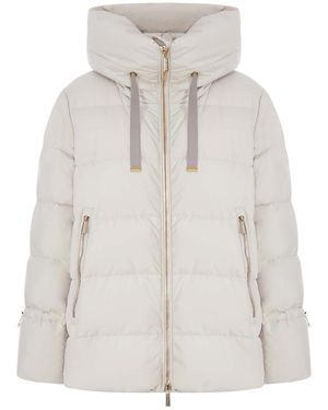 Moorer Short Quilted Nylon Down Jacket With Hood - White