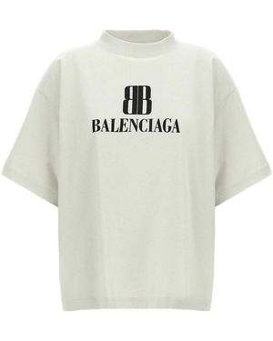 Balenciaga Cropped Logo T-Shirt - White