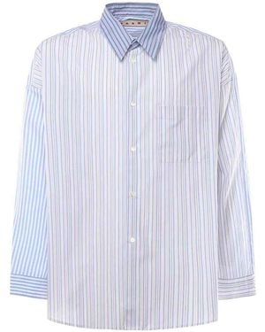 Marni Organic Cotton Shirt With A Mix Of Stripes - White