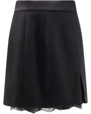 Dolce & Gabbana Virgin Wool Mini Skirt With Lace Detail - Black