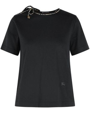 Burberry Frankie Bow Cotton T-Shirt - Black