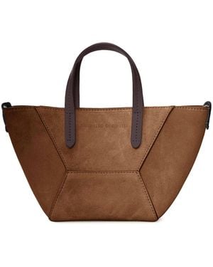 Brunello Cucinelli Mini Suede Bag With Shoulder Strap - Brown