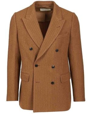 Dries Van Noten Regular Fit Double Breasted Blazer - Brown