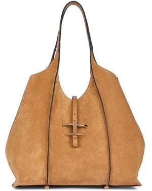 Tod's Timeless Medium Suede Shopping Bag - Natural