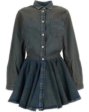 Haikure Shila Ziggy Denim Shirt Mini Dress - Gray