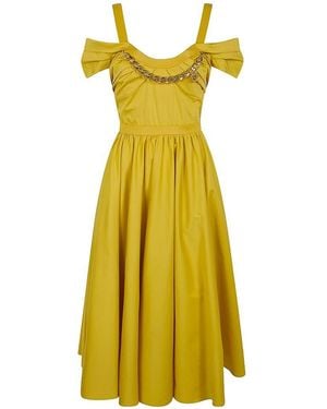 Elisabetta Franchi Flared Skirt Midi Dress - Yellow