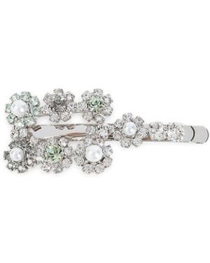 Roger Vivier Flower Strass Hair Clip - White