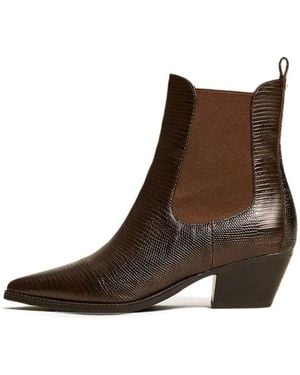 Twinset Pointed-Toe Western Ankle Boots - Brown