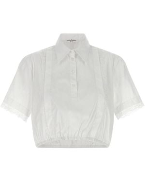 Ermanno Scervino Lace-Insert Cropped Shirt - White