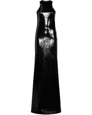 Monot Glossy Sequin Tank Top Maxi Dress - Black