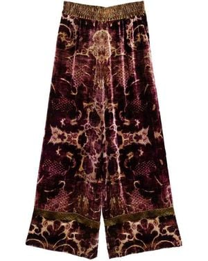 Pierre Louis Mascia Velvet Wide-Leg Trousers - Purple