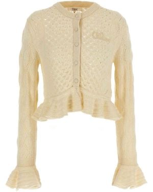Chloé Pointelle Cardigan - White