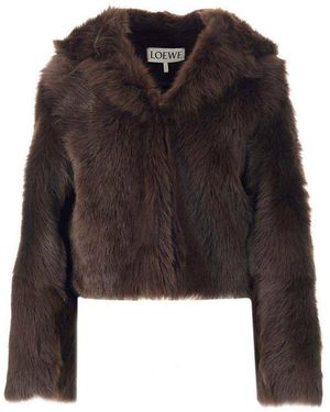 Loewe Shearling Hooded Jacket - Black