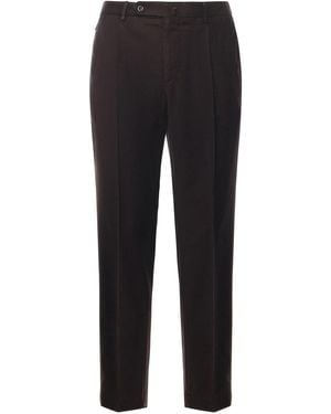 Santaniello Wool Trousers With Pleats - Black